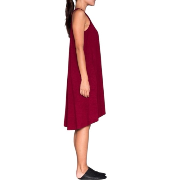 Wilt Original Hi-Lo Oversized Relaxed Lagenlook Tank Dress - Burgundy - Large - Picture 4 of 10